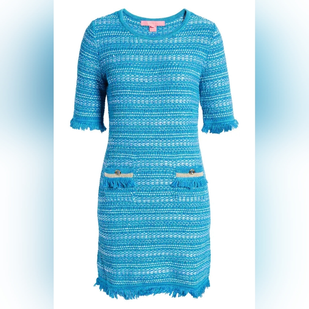 Lilly Pulitzer Turquoise Blue Tweed Shift Dress